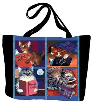 Cats With Books Tote Bag
