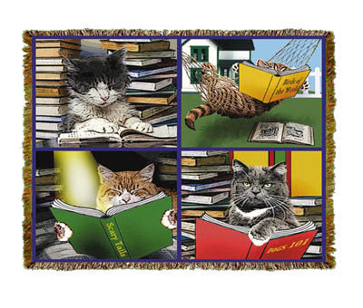 Cats Reading Coverlet