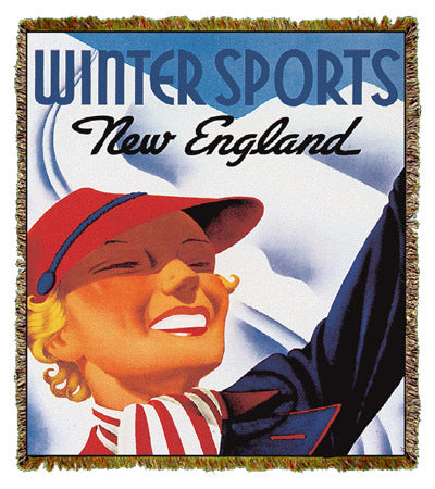 Travel Poster Winter Sports New England Coverlet
