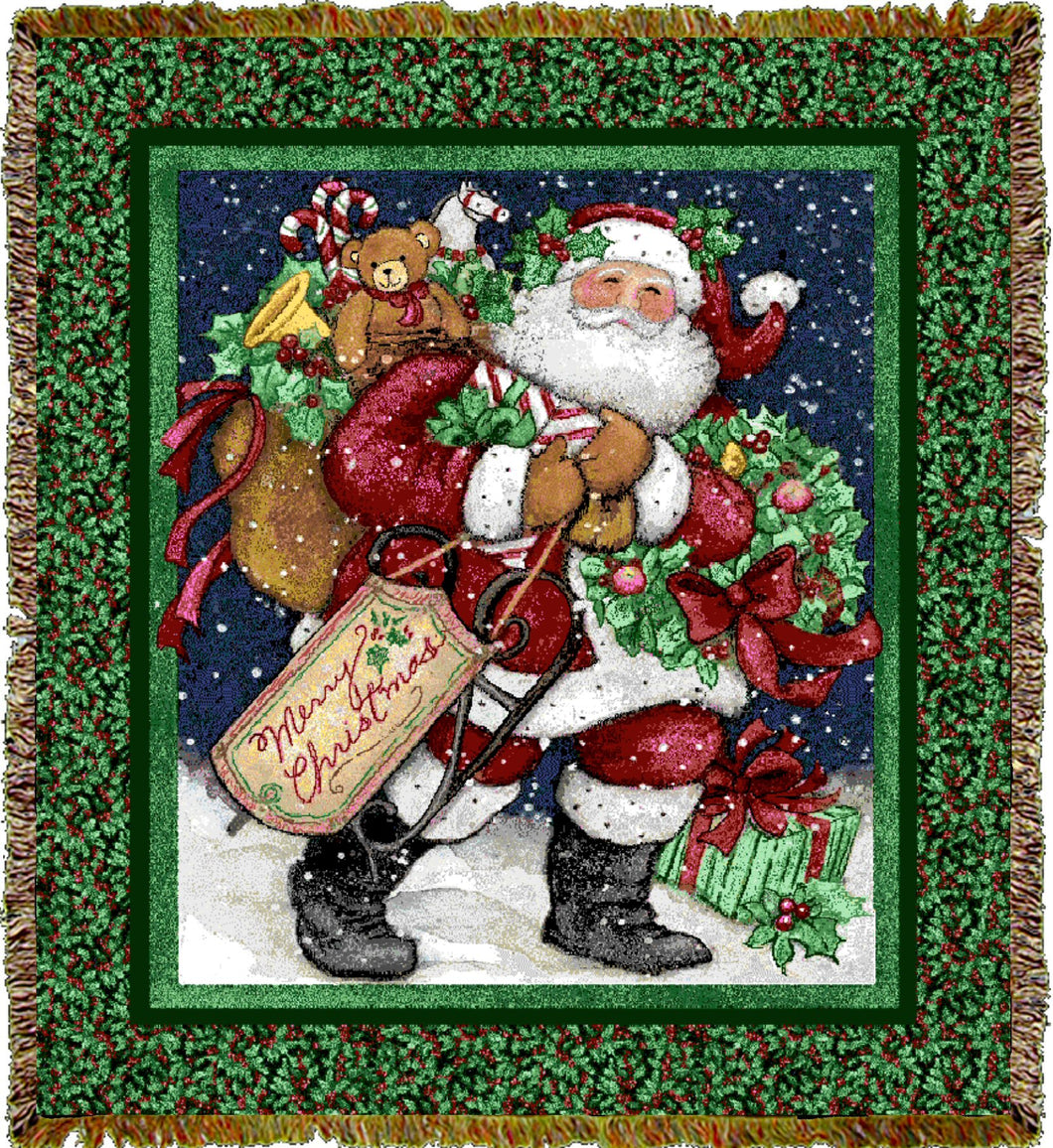 Santa with Gifts Throw Blanket